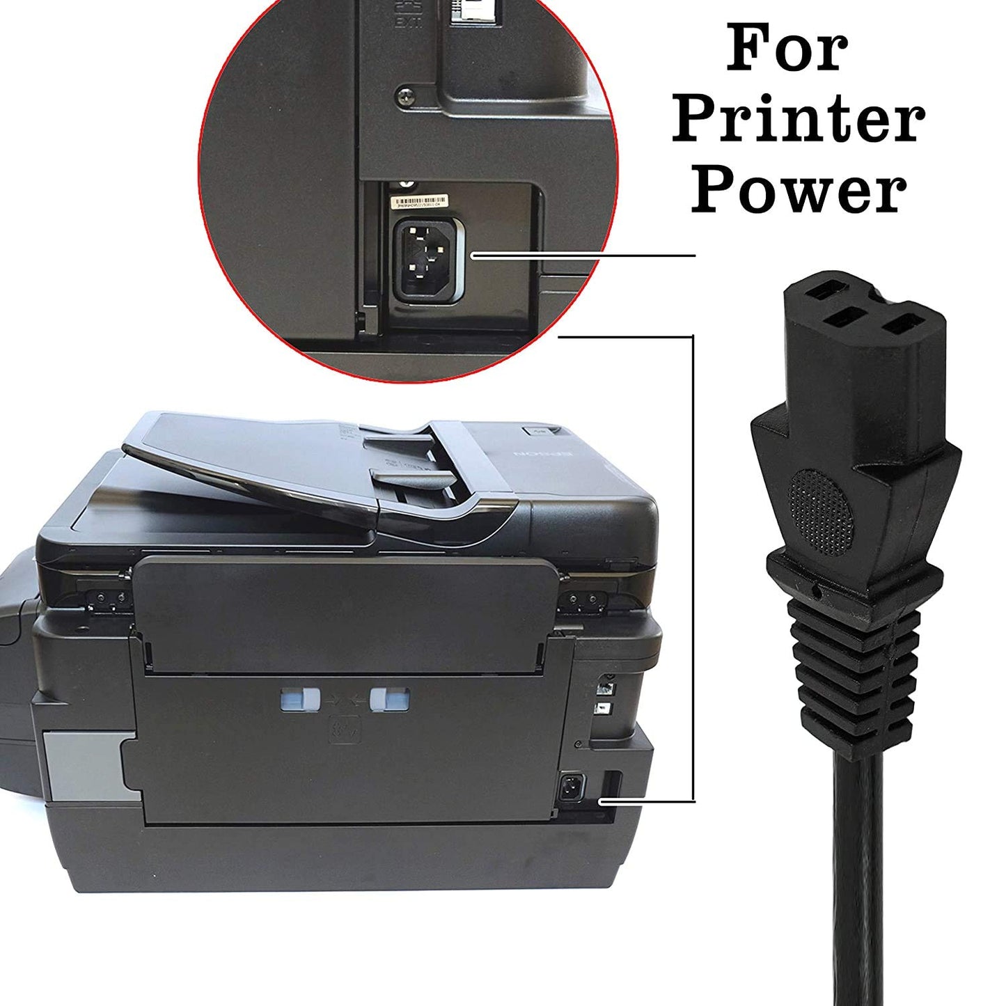 Heavy duty PC power cable IEC C13 for gaming computer monitor printer