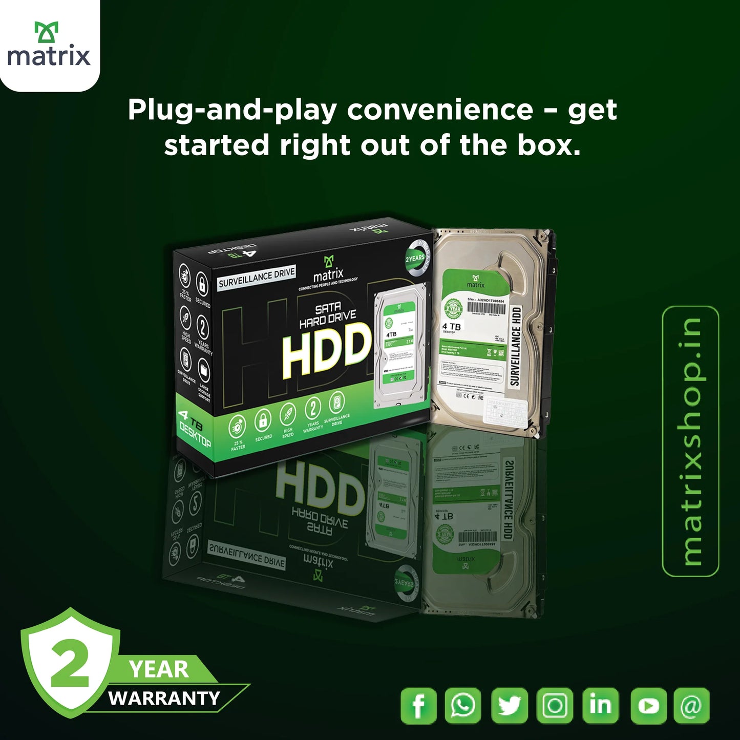 Matrix HDD 4TB storage drive for desktop PC