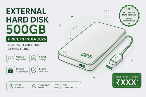D25 500GB External Hard Disk USB 3.0 Portable HDD Price in India 2026 – Best Portable Storage Drive for Laptop, PC Backup and Data Transfer