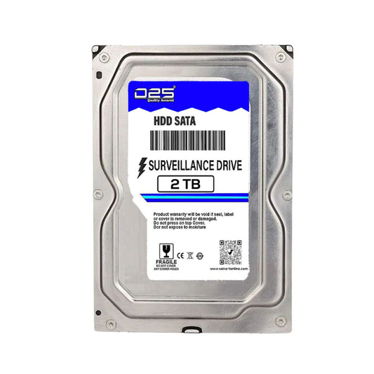 2TB surveillance hard drive on a white background