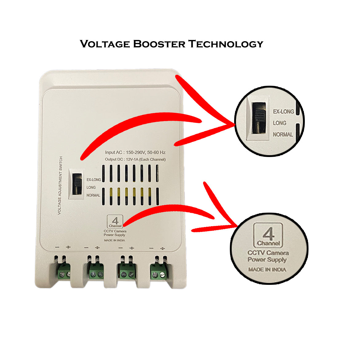 12V 5A CCTV camera power adapter 4 channel
