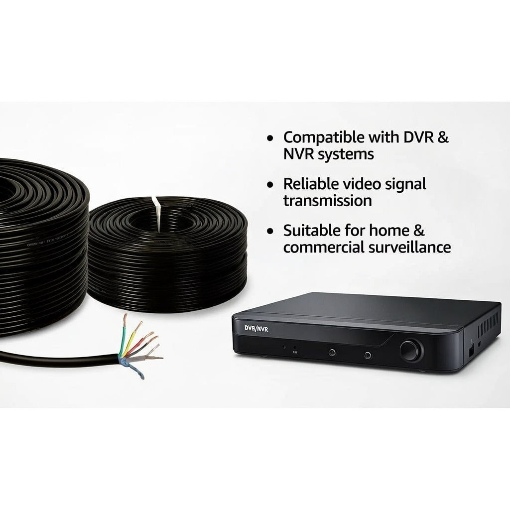 D25 CCTV Cable BNC Video Connector and DC Power Connector Close-up – Plug and Play