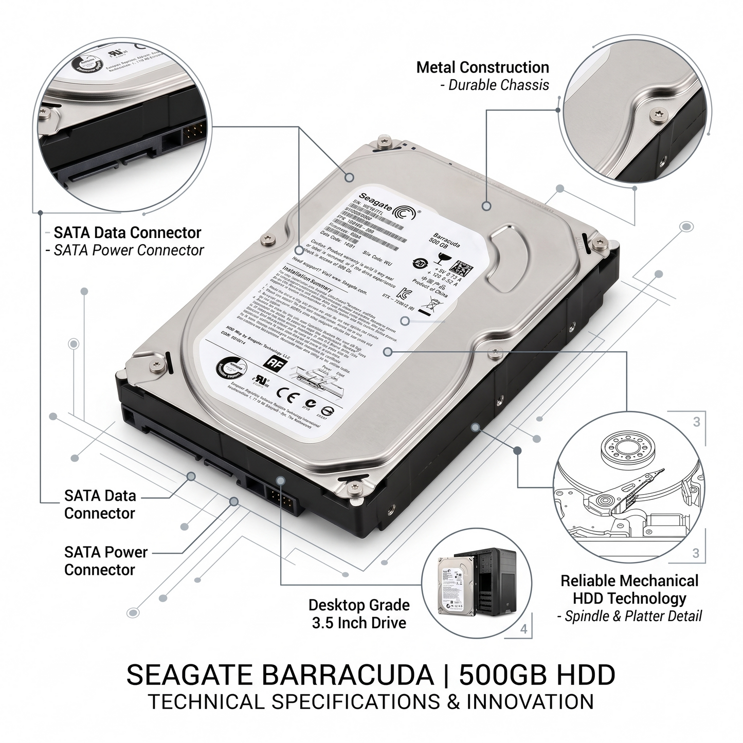 500GB SATA hard disk compatible with Hikvision CP Plus Dahua DVR NVR India