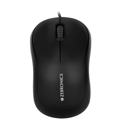 ZEBRONICS Zeb-Comfort Wired USB Optical Mouse Black – 1000 DPI, Plug and Play