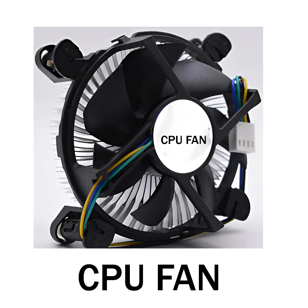 CPU fan with visible brand name on a white background
