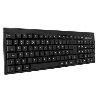ZEBRONICS ZEB-K35 USB Wired Keyboard Black 106 Keys with Rupee Key India