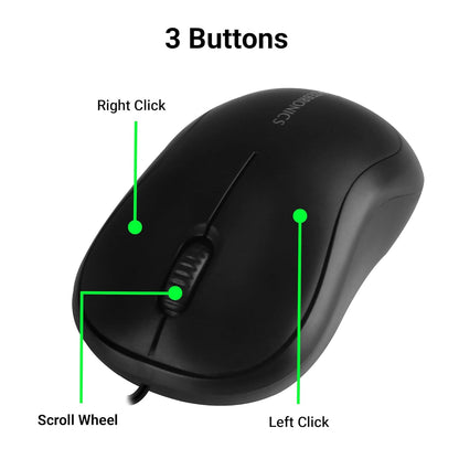 Zebronics Zeb-Comfort USB Mouse 1.2 Metre Cable and USB Connector – Plug and Play