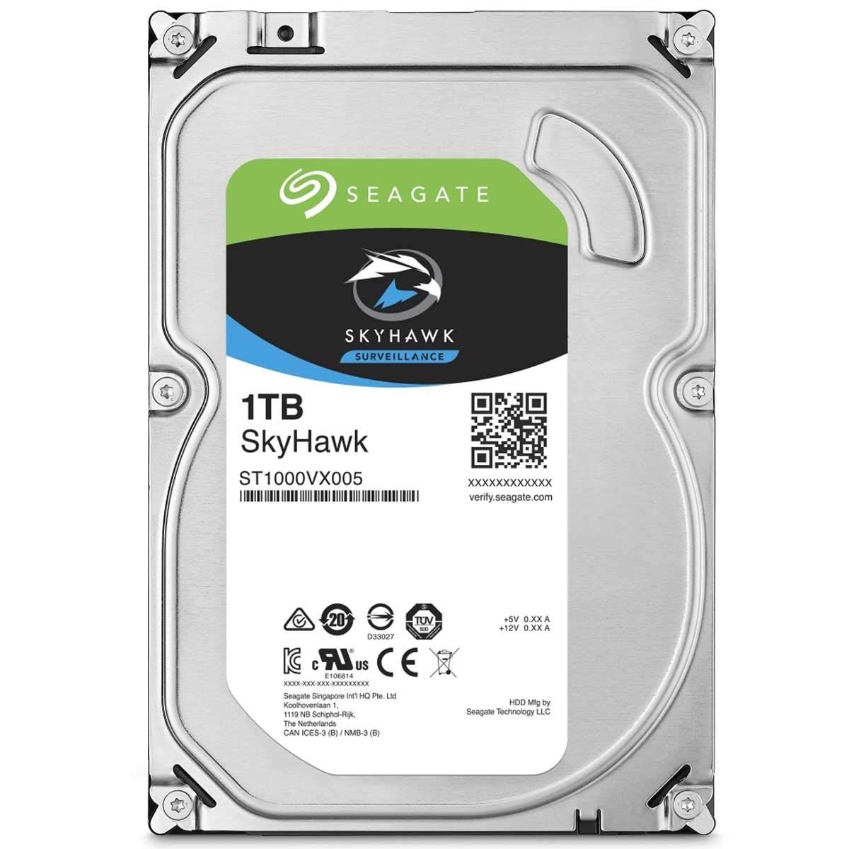 Seagate SkyHawk 1TB hard drive on a white background
