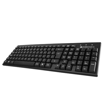 ZEBRONICS ZEB-K35 QWERTY USB Keyboard 106 UV Coated Keys Slim Design Black
