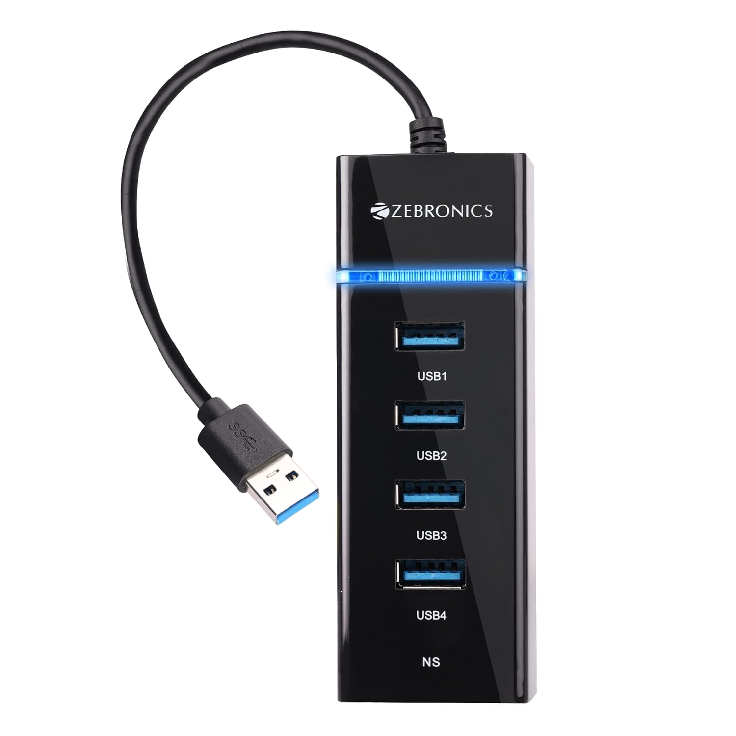 Zebronics ZEB-300HB 4 port USB 3.0 hub glossy black with LED indicator