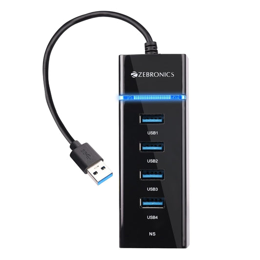 Zebronics ZEB-300HB 4 port USB 3.0 hub glossy black with LED indicator
