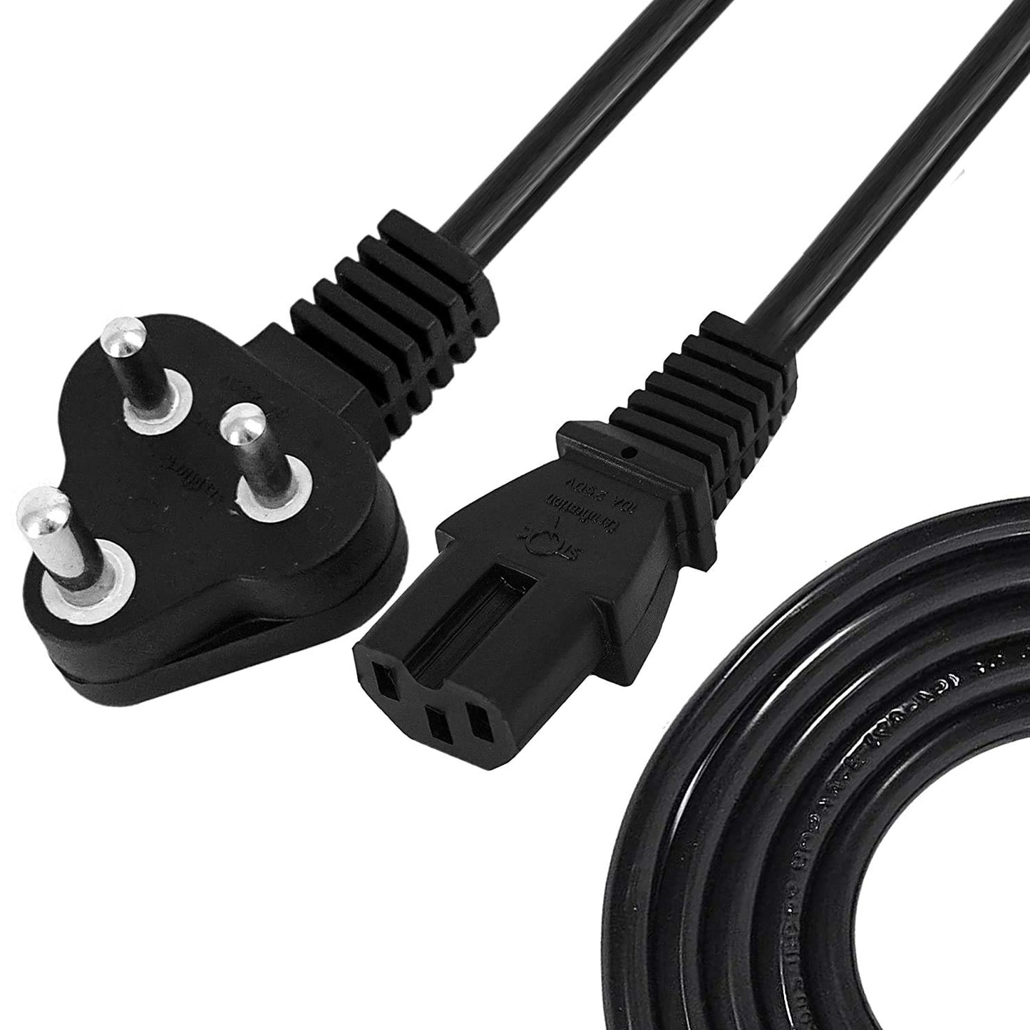 1 meter PC power cord for CPU SMPS monitor printer IEC C13 black cable India