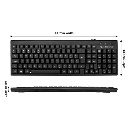ZEBRONICS ZEB-K35 Keyboard Dedicated Indian Rupee Key Close Up USB Wired Black