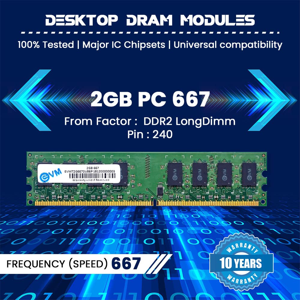 EVM DDR2 desktop RAM 2GB PC2 5300 667MHz memory stick