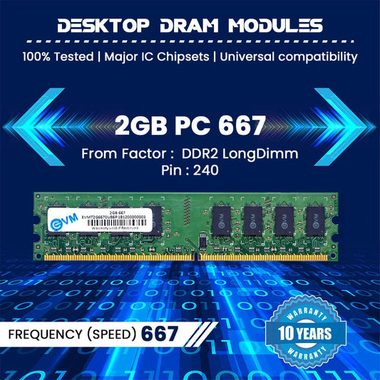 EVM DDR2 desktop RAM 2GB PC2 5300 667MHz memory stick