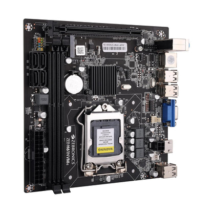 Computer motherboard with CPU socket on a white background