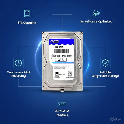 CCTV DVR compatible 3TB internal surveillance hard drive