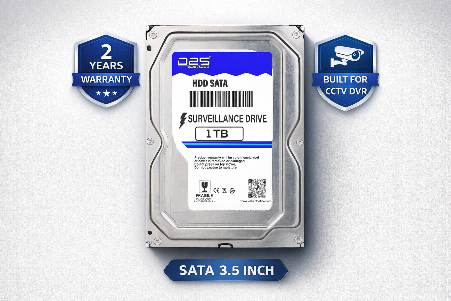 D25 1TB internal hard disk compatible with Hikvision CP Plus DVR