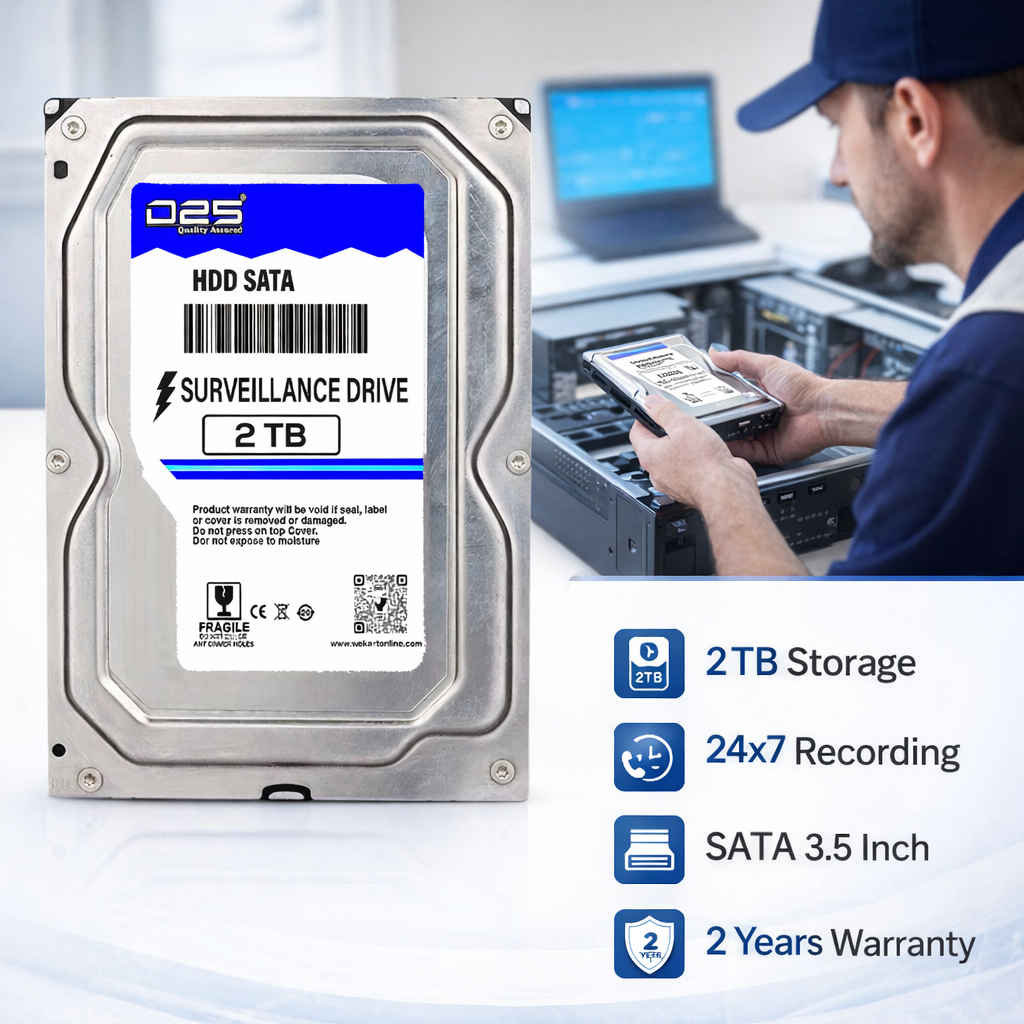 D25 2TB internal hard disk compatible with Hikvision CP Plus DVR