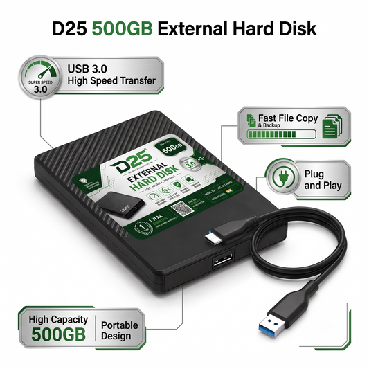 D25 External Hard Disk for Laptop and PC
