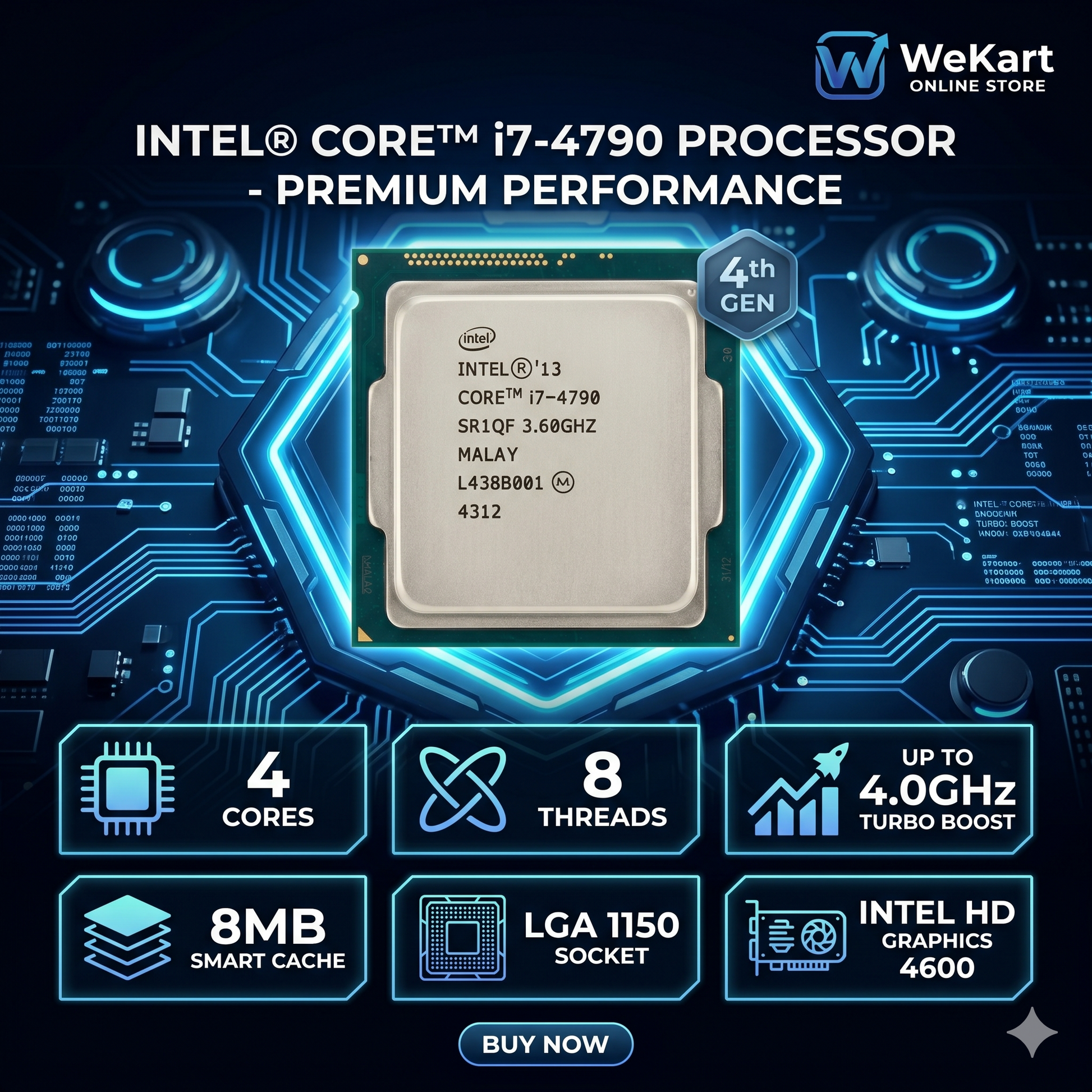 Intel i7-4790 Quad Core 3.6GHz to 4.0GHz Turbo Boost Desktop CPU