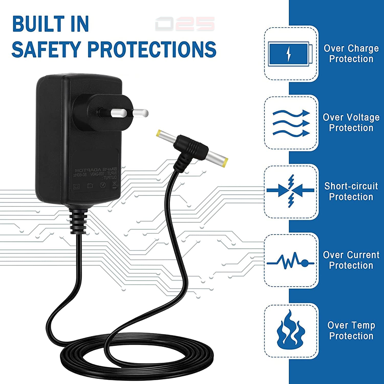 Multybyte CCTV power supply SMPS 12V 2A with safety protection
