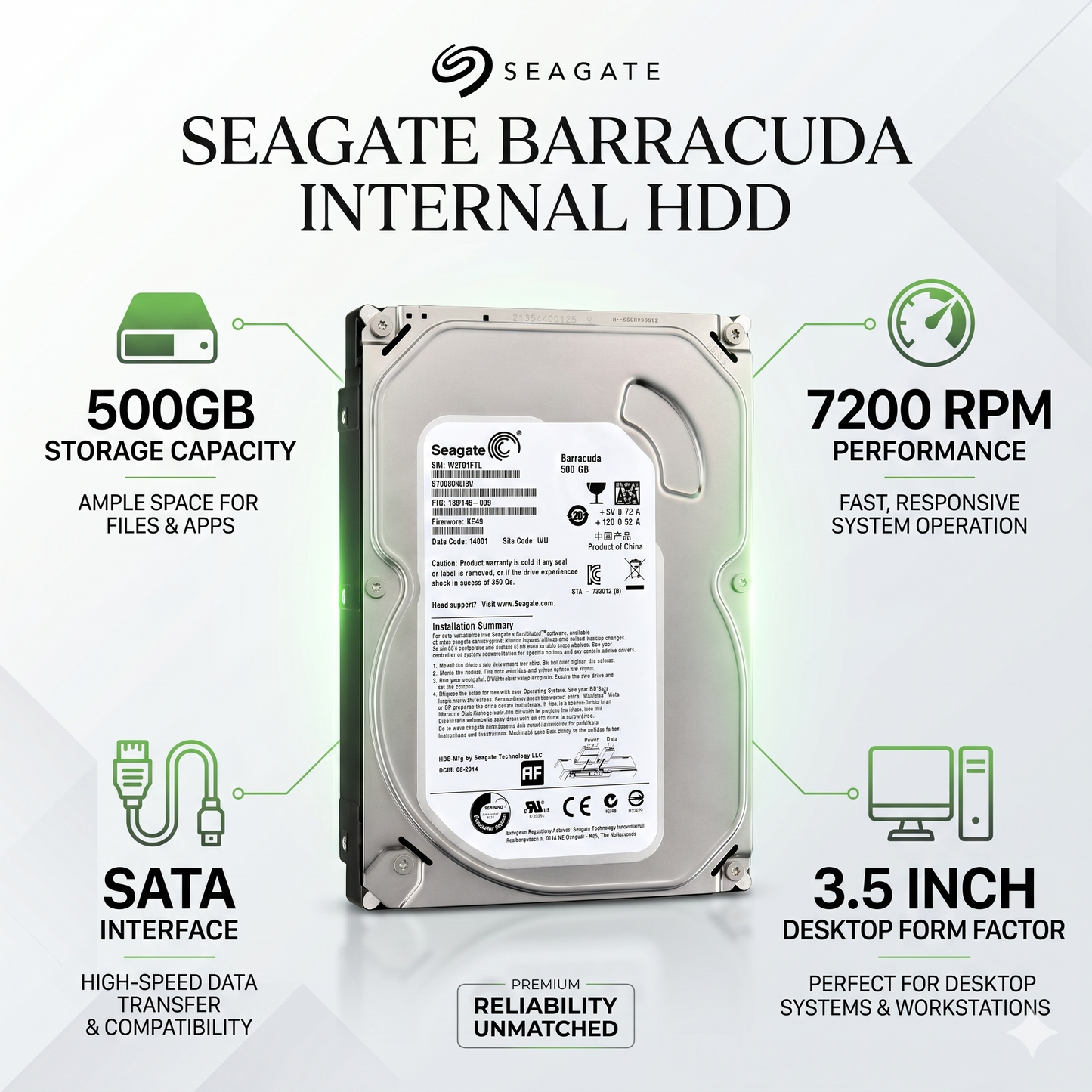 Seagate Barracuda 500GB HDD 7200 RPM open box tested WeKart Online Store