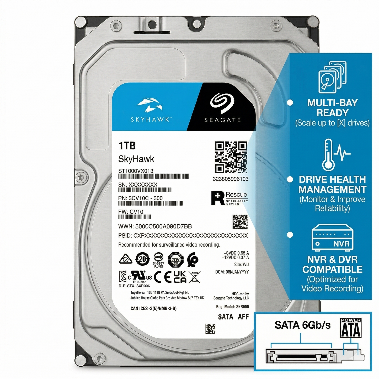 Seagate SkyHawk 1TB Drive Installed in DVR Bay India
