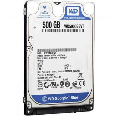 WD Blue laptop hard drive 500GB SATA storage
