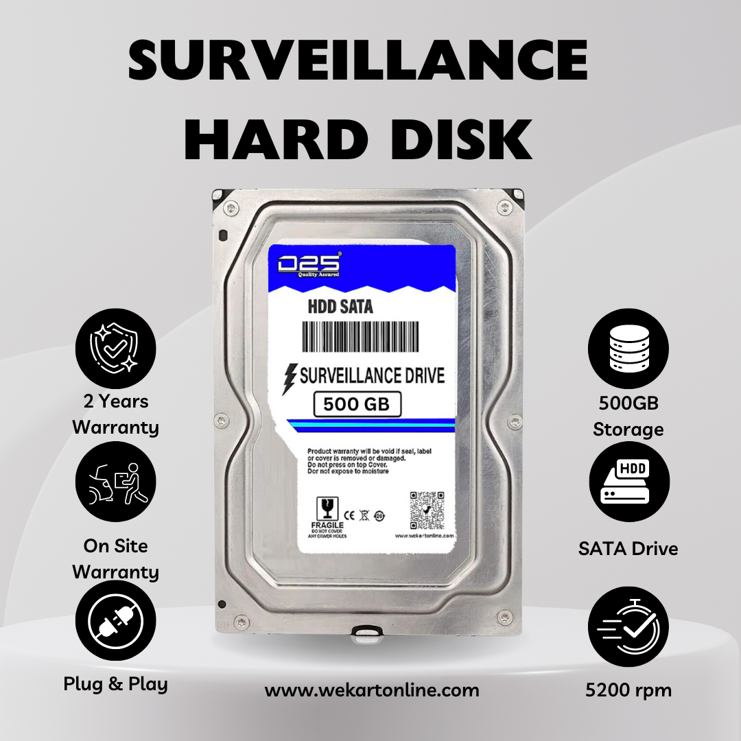 D25 500GB Surveillance Hard Disk for Hikvision 4CH DVR – WeKart