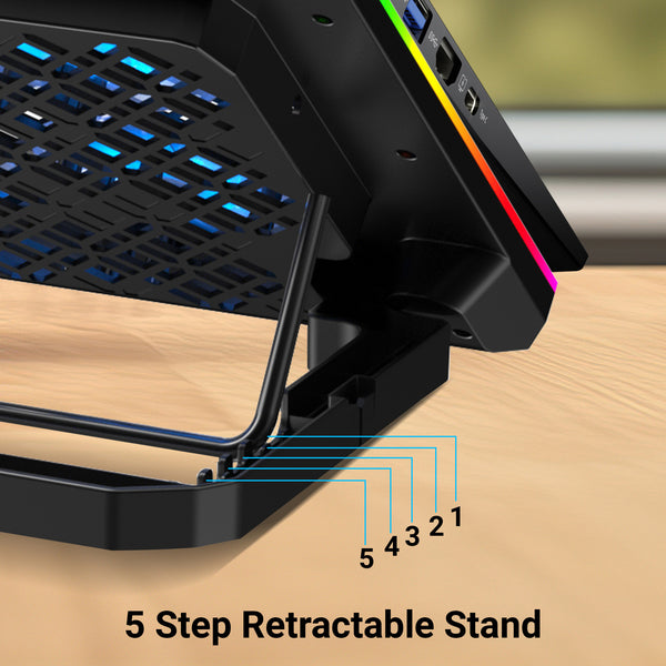 USB powered laptop cooling stand with built-in passthrough ports for peripherals