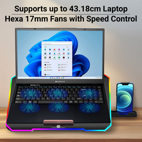 Side view of laptop cooling pad showing 5 position height adjustment mechanism