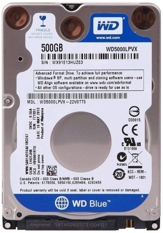 WD Blue 500GB laptop hard disk WD5000LPCX open box drive
