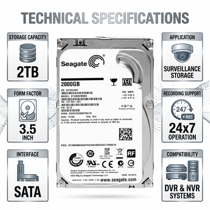 Seagate 2TB Internal HDD for CCTV DVR NVR Surveillance Recording India