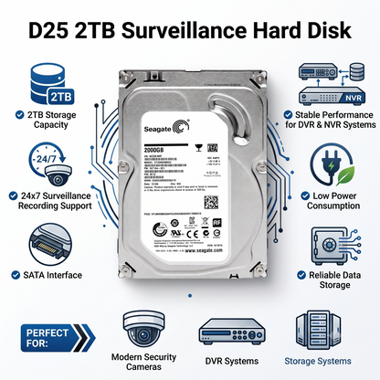 Seagate 2TB SATA Hard Disk Top View Open Box Tested Verified
